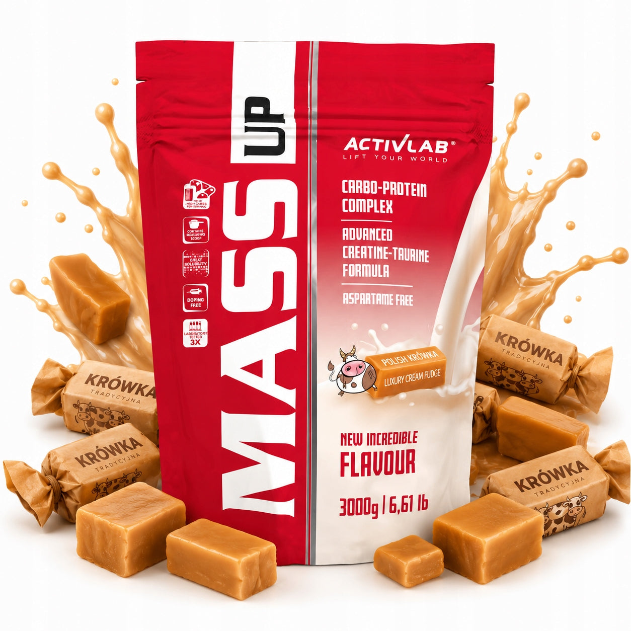 ACTIVLAB MASS UP 3000 g Gainer for mass protein carbohydrates CREATINE Fudge