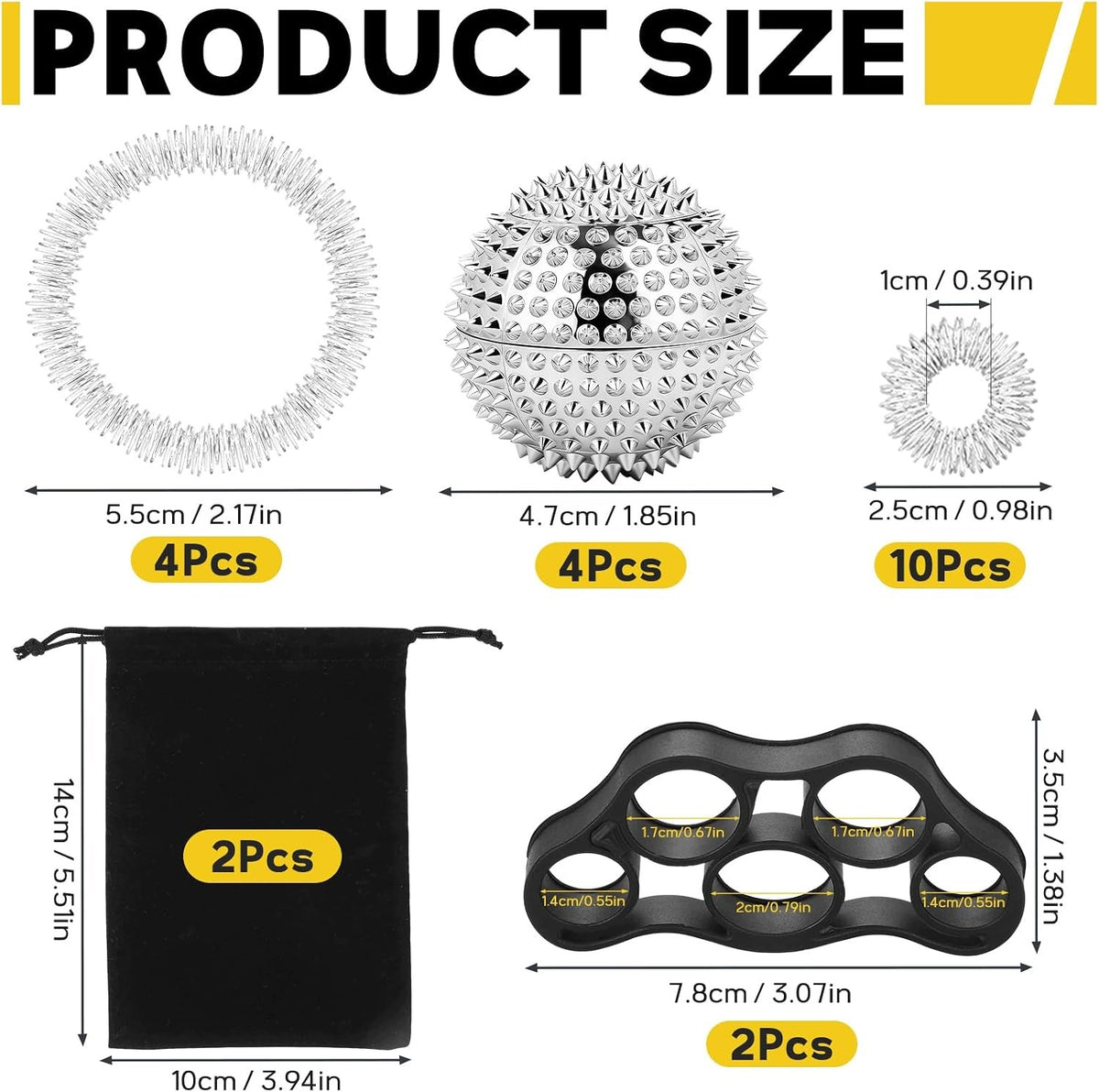 ACUPRESSURE MASSAGE SET 4 HEDGEHOG BALLS + RINGS + BRACELETS Brand no brand