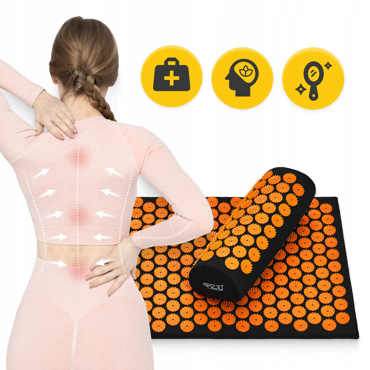 ACUPRESSURE MAT ACUPRESSURE MASSAGE REHABILITATION WITH SPIKES PILLOW EAN (GTIN) 5907222931752