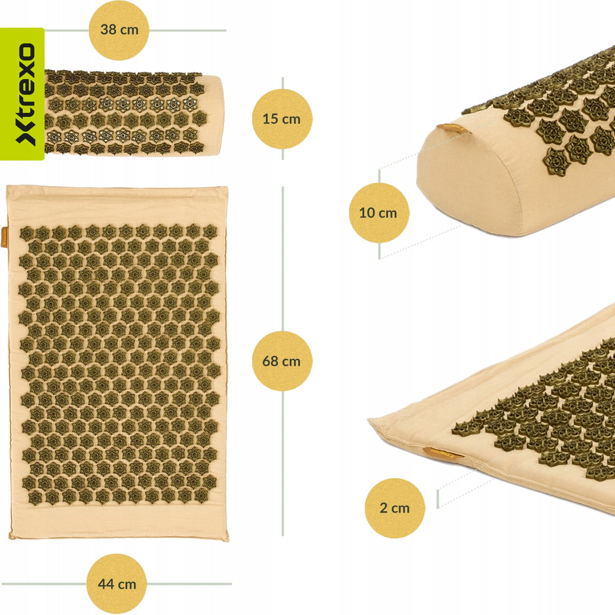 ACUPRESSURE MAT XTREXO WITH SPIKE CUSHION HEALTH RELAXING SET Manufacturer code TXO-B4Z004-BZ