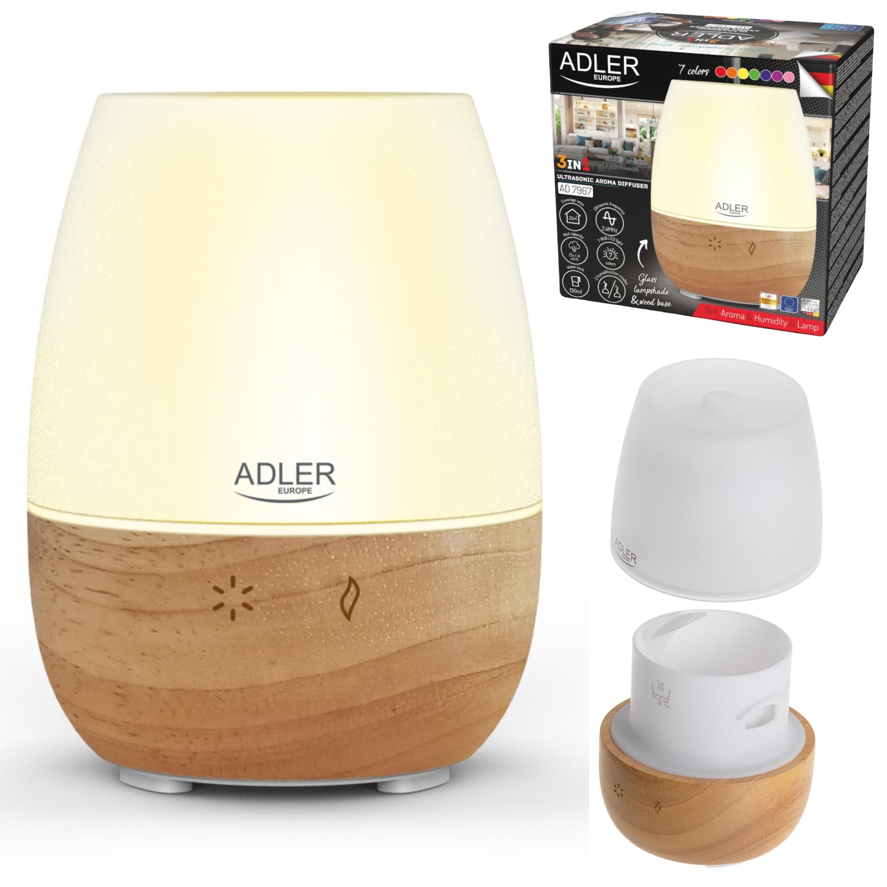 AD 7967 Ultrasonic Scent Diffuser 3in1 Humidifier Aromatherapy