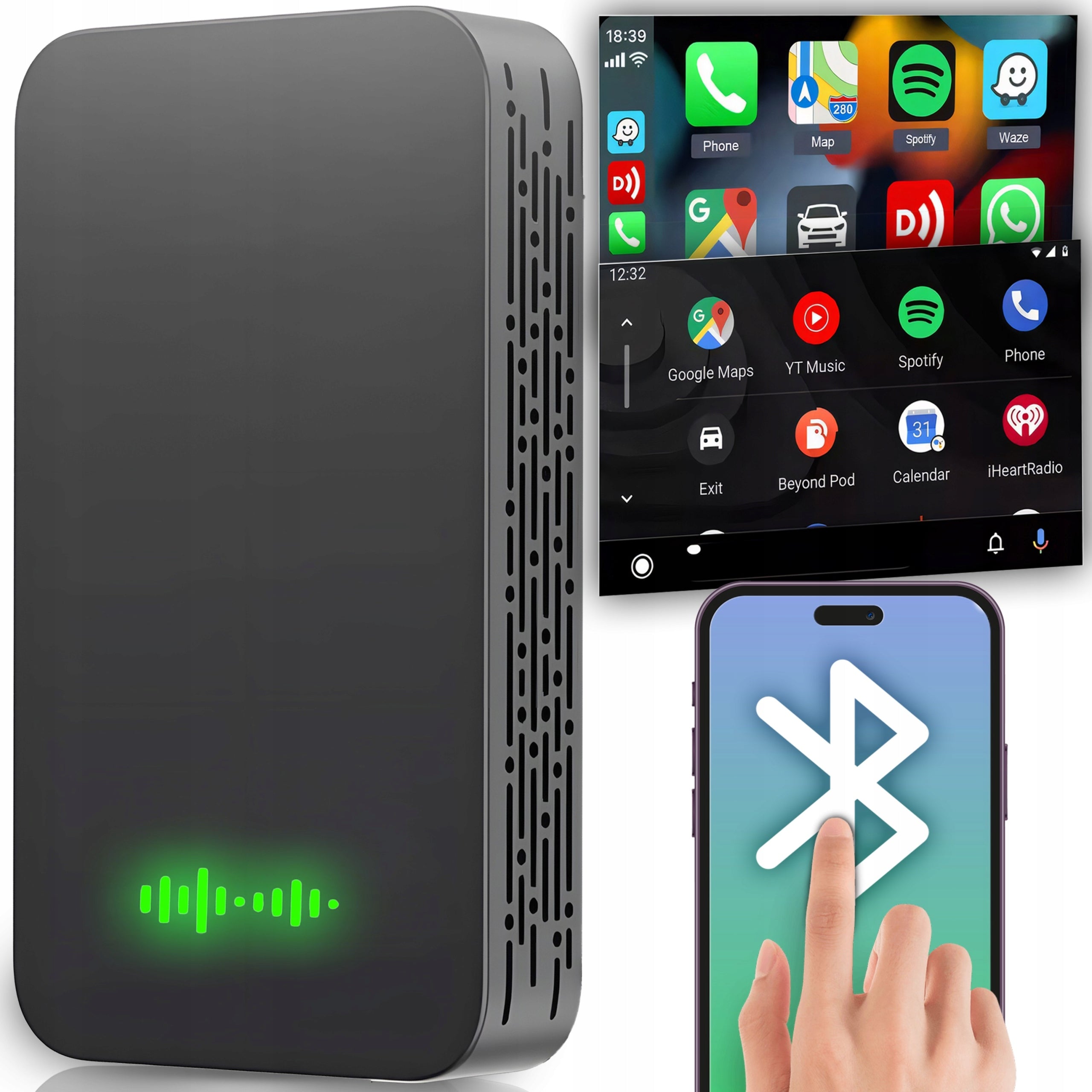 ADAPTER FOR WIRELESS CARPLAY ANDROID AUTO USB BT IPHONE IOS ANDROID