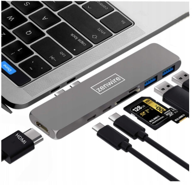 ADAPTER HUB ADAPTER 7in1 USB-C USB THUNDERBOLT HDMI 4K MACBOOK PRO AIR