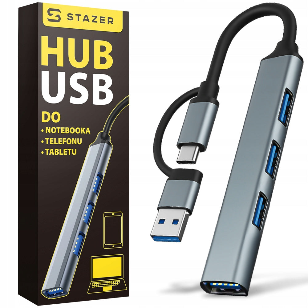 ADAPTER HUB SPLITTER SUPER SLIM 4x USB-A 3.0 USB-C