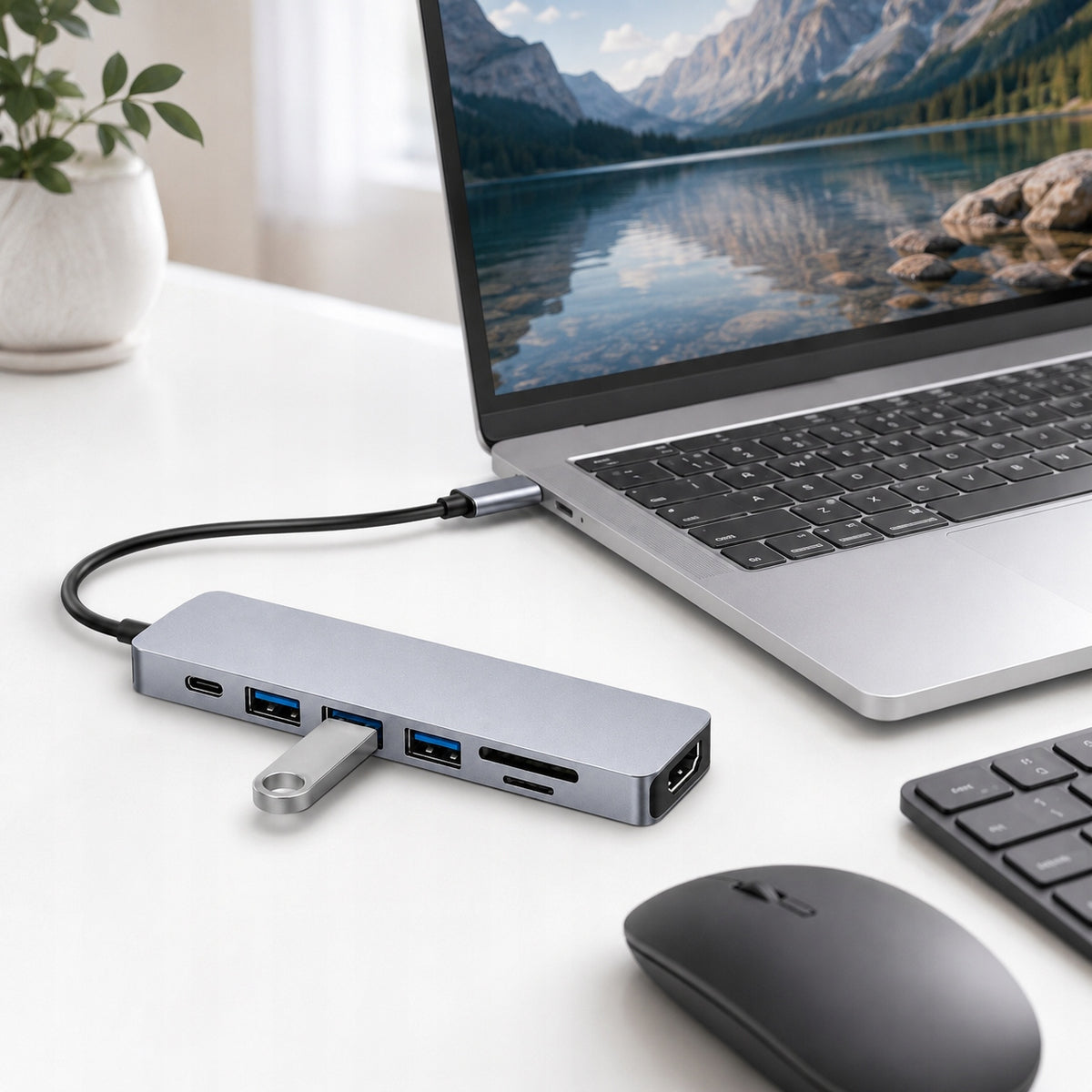 ADAPTER HUB USB-C 6IN1 HDMI 4K USB 3.0 SD TF FOR LAPTOP Manufacturer code BAOZHU-PL