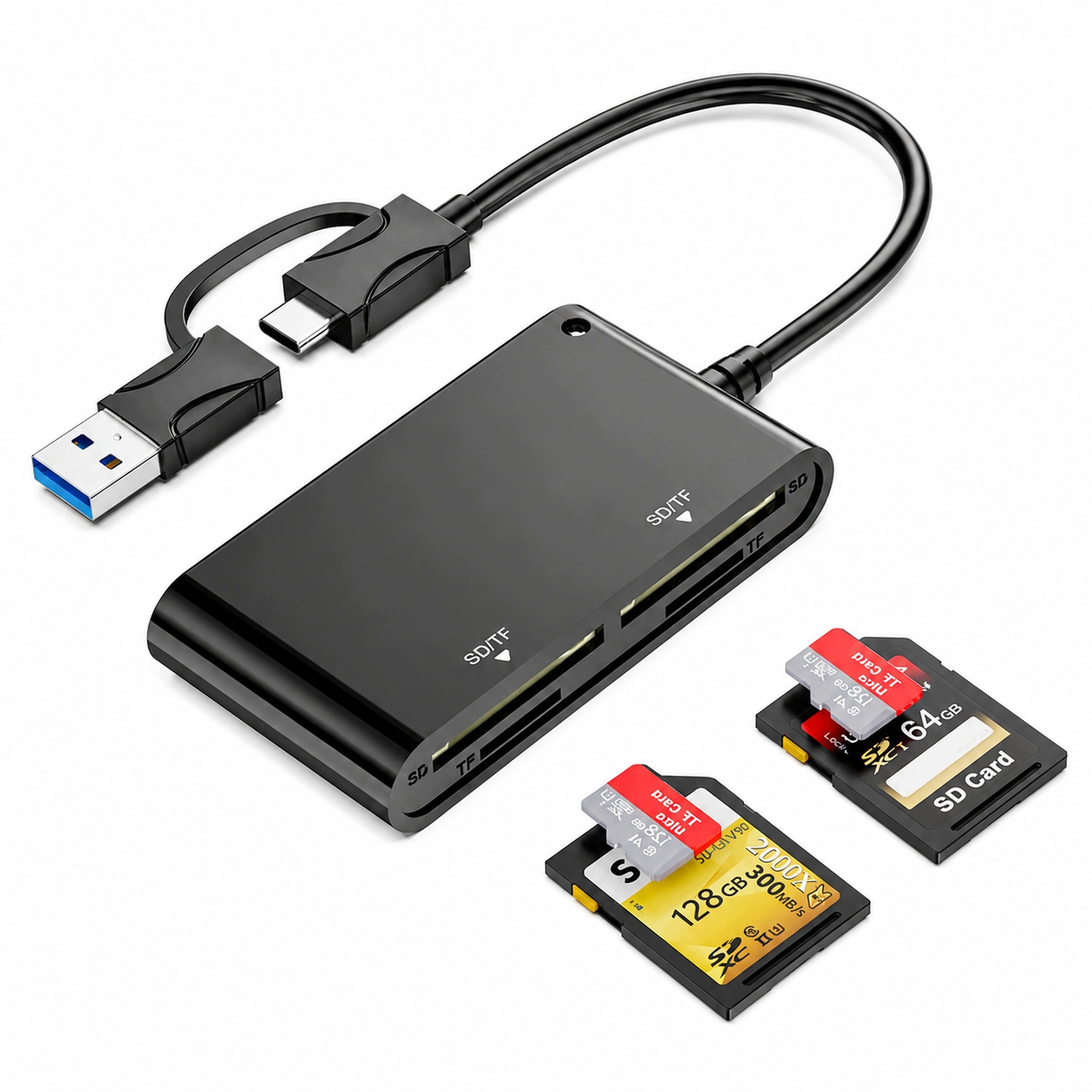 ADAPTER MEMORY CARD READER 2x SD & 2x microSD USB 3.0 UNIVERSAL 4 SLOTS