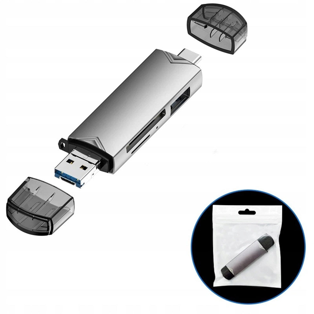 ADAPTER MEMORY CARD READER 6in1 SD TF MICROSD USB-C Micro-USB USB 3.0