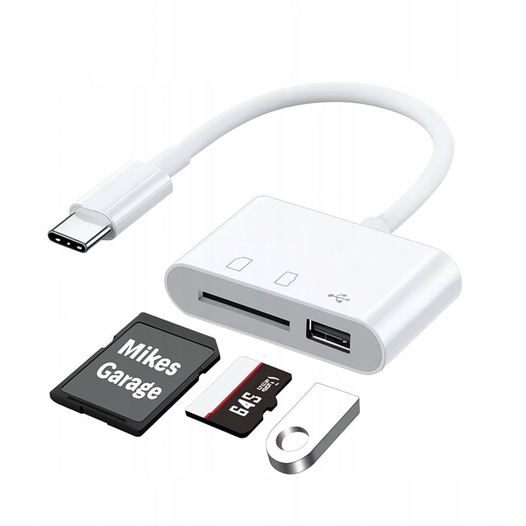 ADAPTER MEMORY CARD READER SD/TF UP TO 256GB 3IN1 USB-C HUB ADAPTER