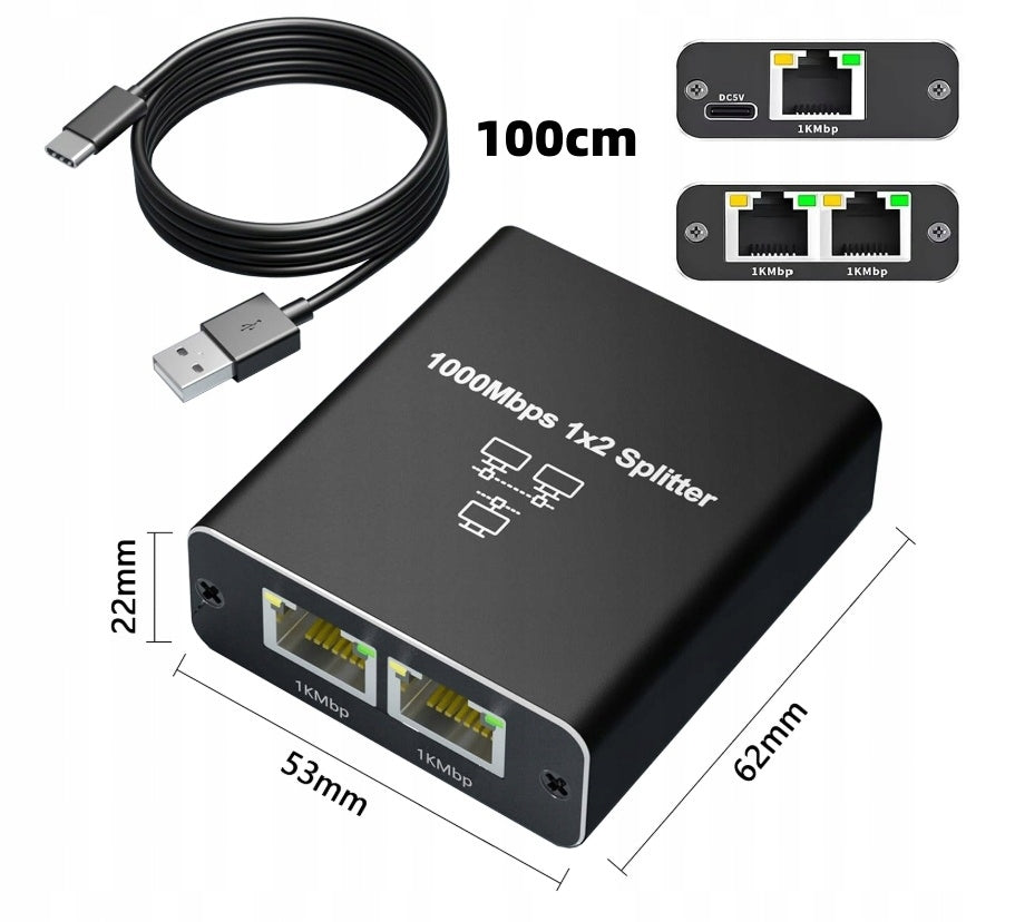 ADAPTER SPLITTER MINI SWITCH SPLITTER LAN ETHERNET RJ45 2x RJ45 1000Mb/s Packaging status original