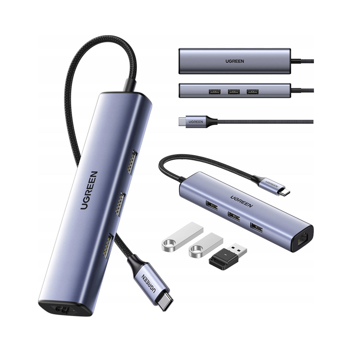 ADAPTER UGREEN CM475 USB-C 3XUSB 3.0 RJ45 USB-C PD