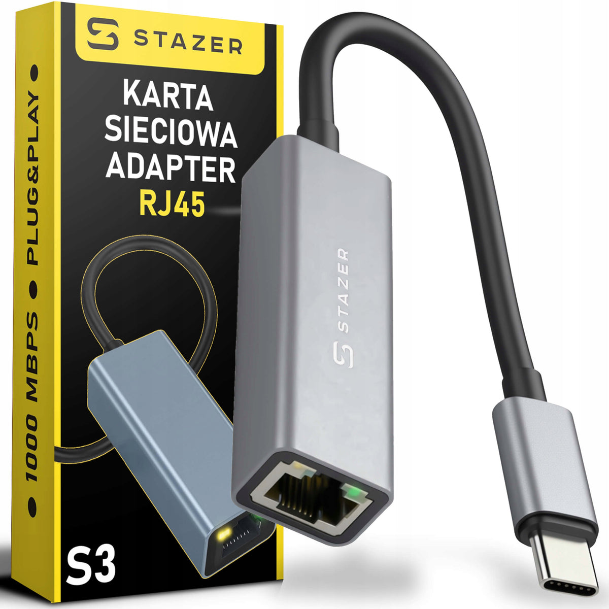 ADAPTER USB-C ADAPTER ETHERNET LAN RJ45 HUB NETWORK CARD 1000MBPS