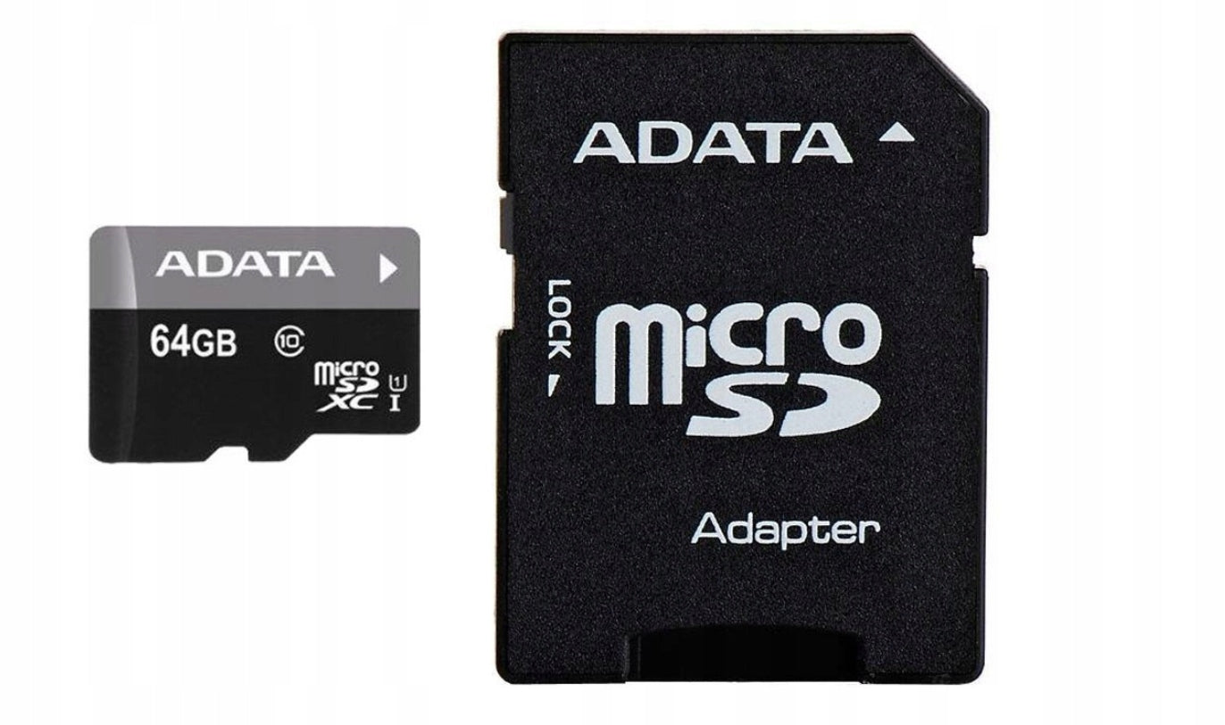 ADATA 64 GB micro SDXC Class 10 Premiere UHS1 +SD Model AUSDX64GUICL10-RA1