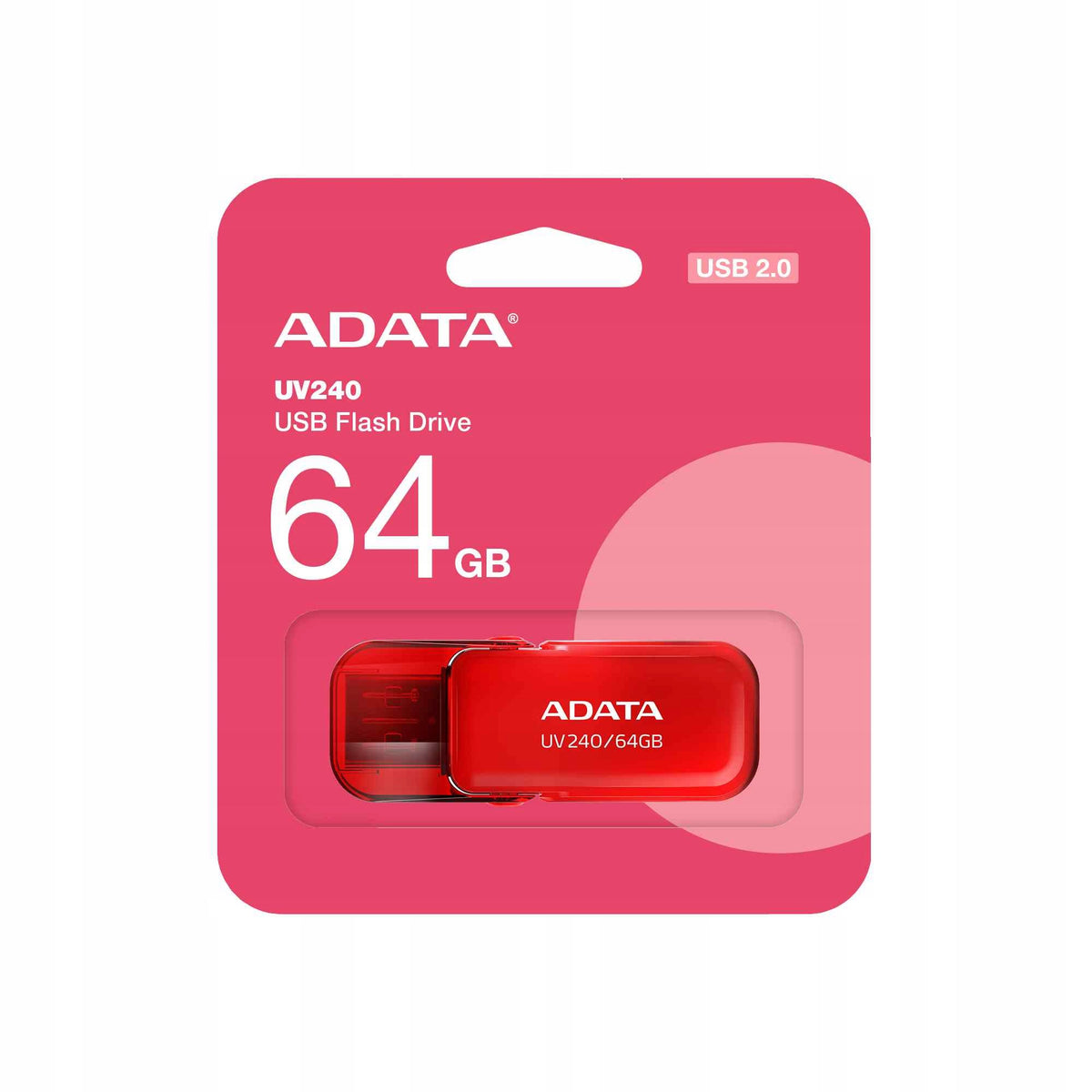 ADATA UV240 64GB USB 2.0 FLASH DRIVE WITH FLAP RED Packaging status original