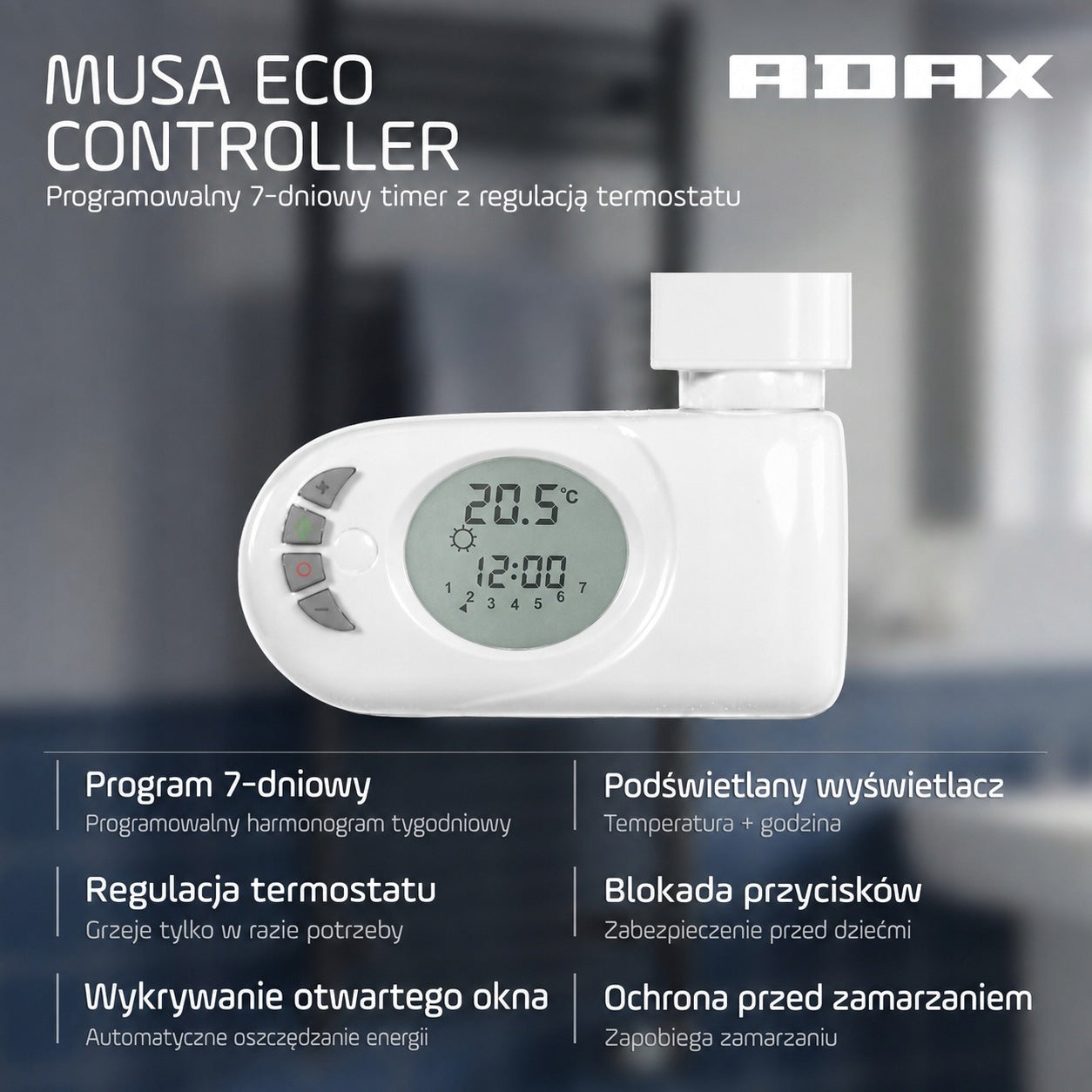 ADAX Comfort grzejnik łazienkowy 500W biały z termostatem IP44 Manufacturer code 210031