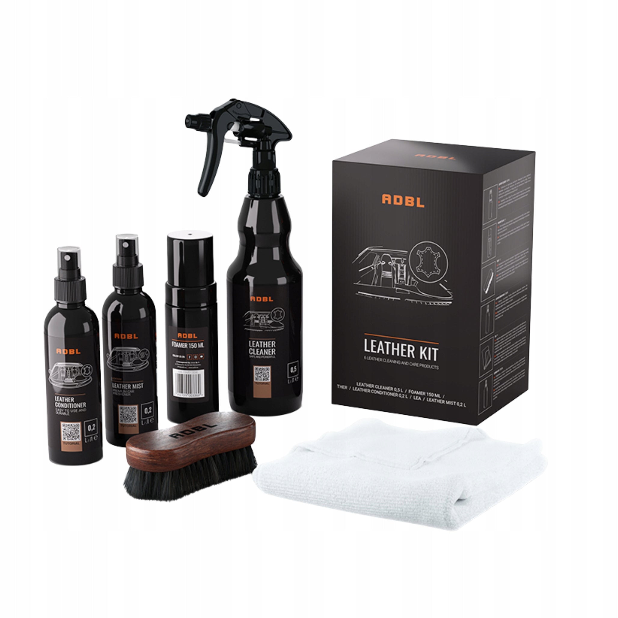 ADBL Leather Kit Skin Cleaning and Care Kit Cloths Manufacturer's catalog number ADB000238