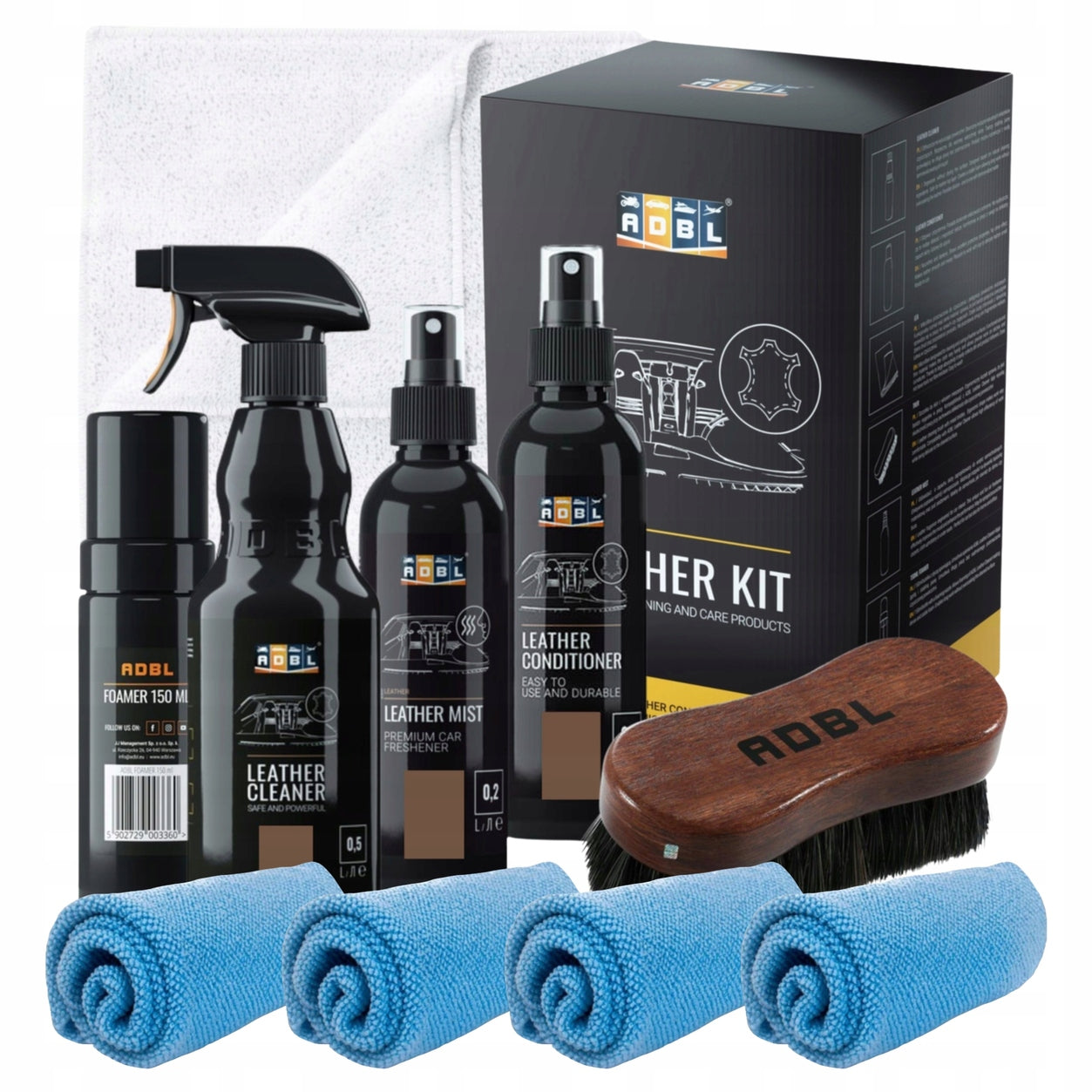 ADBL Leather Kit Skin Cleaning and Care Kit Cloths