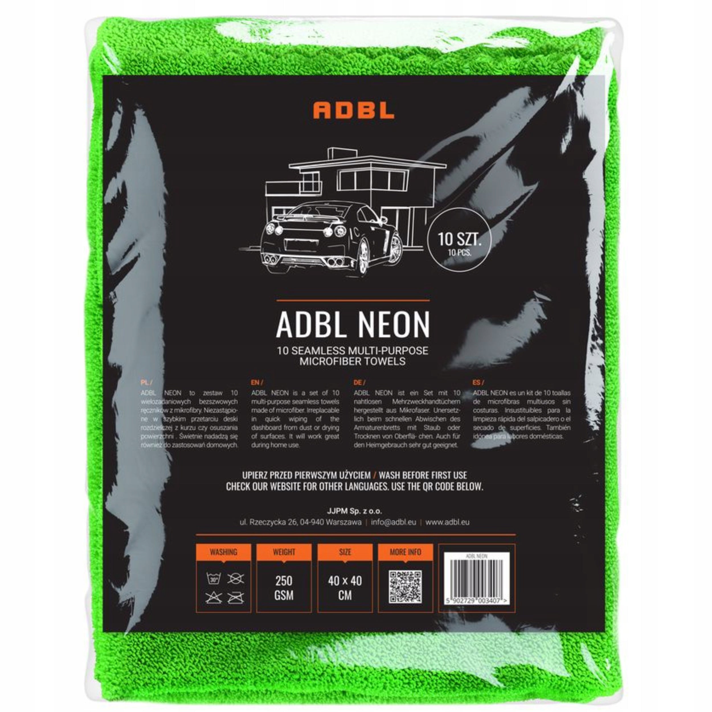 ADBL Neon Set of 10 Microfiber Cars Without Embroidery 40x40 cm