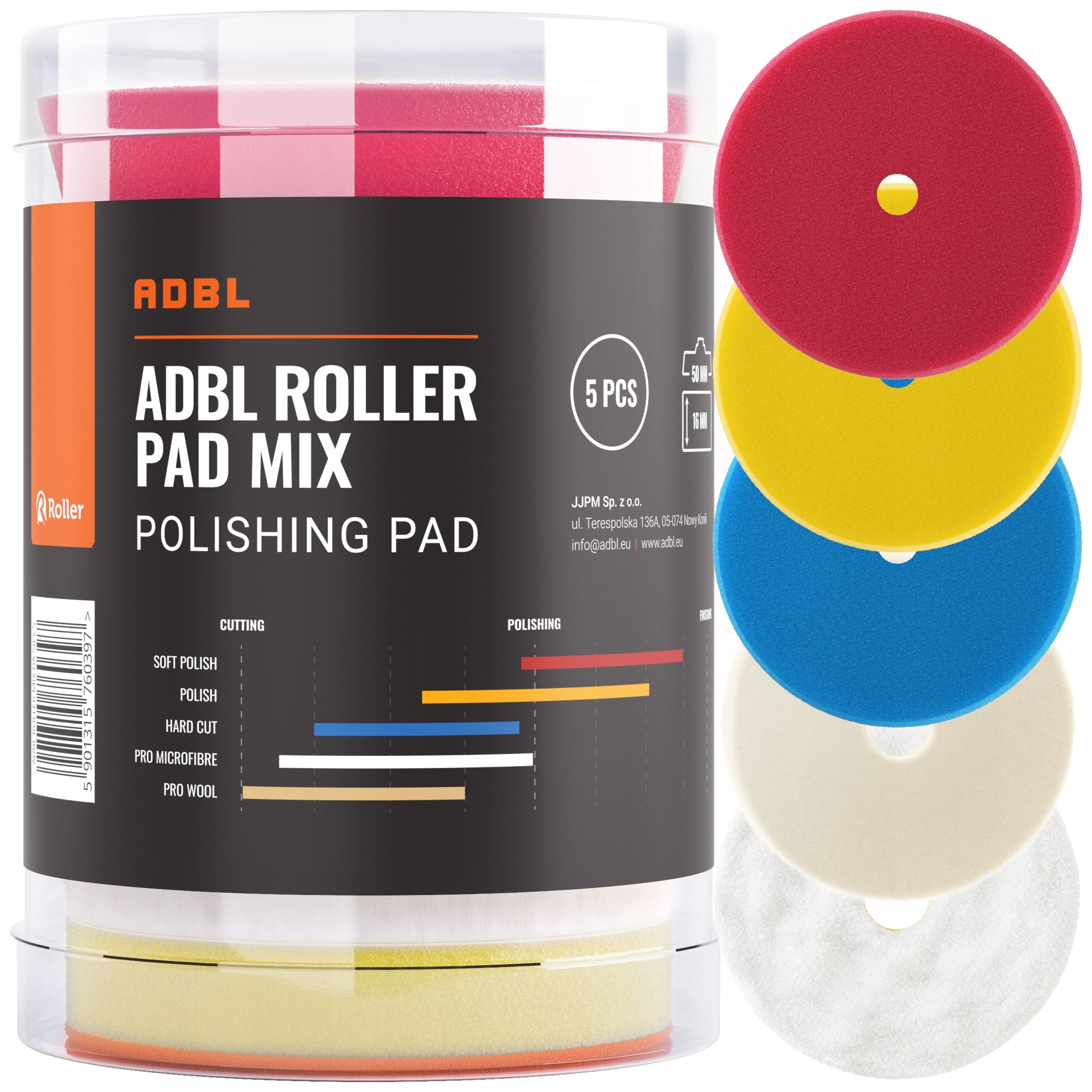 ADBL ROLLER PAD MIX DA 50mm 5pcs SET OF MINI POLISHING PADS