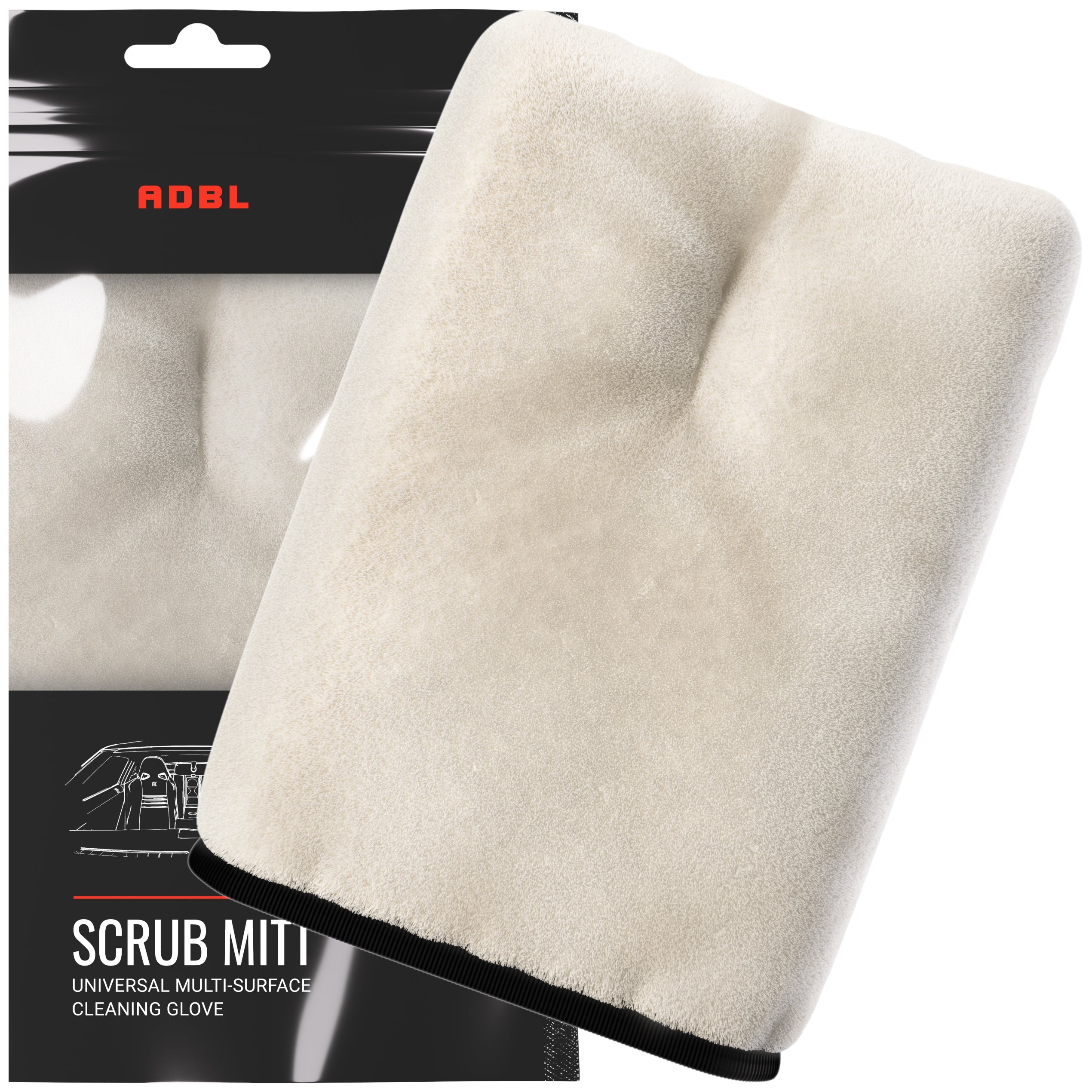 ADBL Scrub Mitt Glove with Rough Micro Fibers for Interior Cleaning