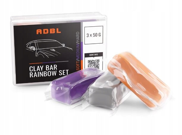 ADBL Set of 3 Different Hardness Clays for Car Rainbow Set 3x50g