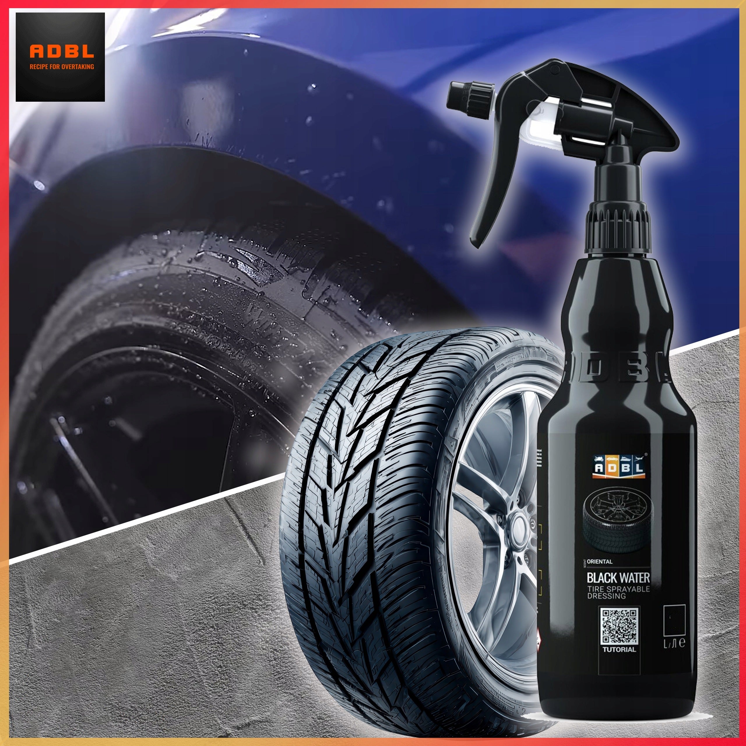 ADBL Tire Liquid Dressing Deep Black Long Lasting Effect Black Water 0,5L Packaging status original