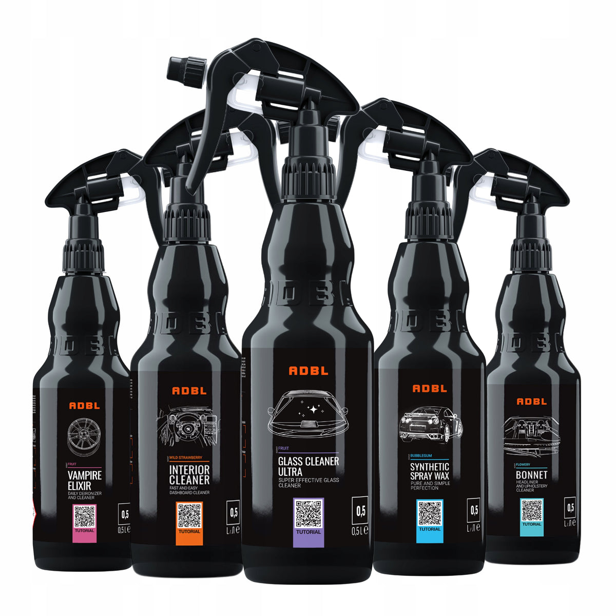 ADBL set for detailing the entire car glass interior rims and varnish 5x 500ml