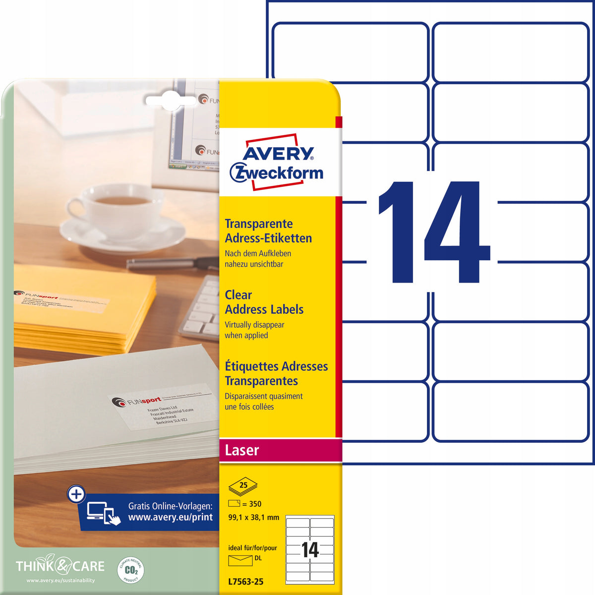 ADDRESS LABELS AVERY 99.1 X 38.1 MM (TO DL)LASE