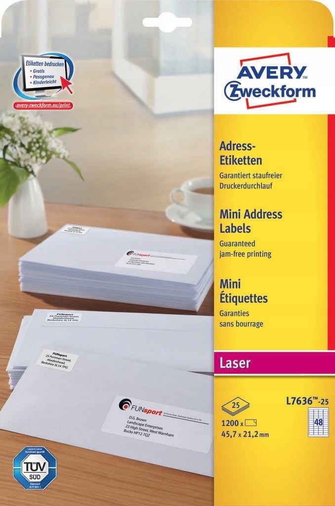 ADDRESS PAPER LABELS 45,7 x 21,2 WHITE AVERY ZWECKFROM Brand Avery-Zweckform