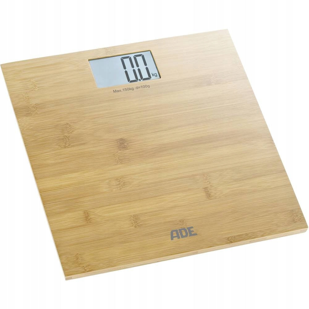 ADE bamboo bathroom scale up to 150kg LCD display
