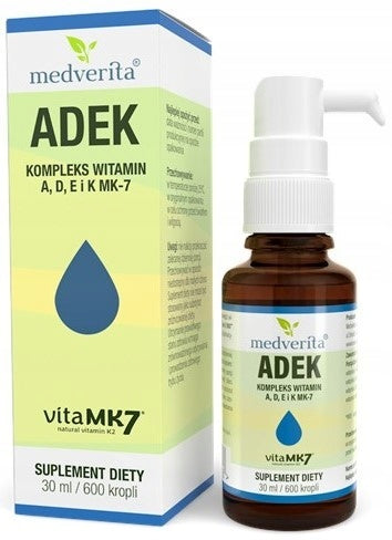 ADEK RETINOL COMPLEX Vitamin A D3 E K2 MK-7 vitaMK7 600 drops / 30 ml MED