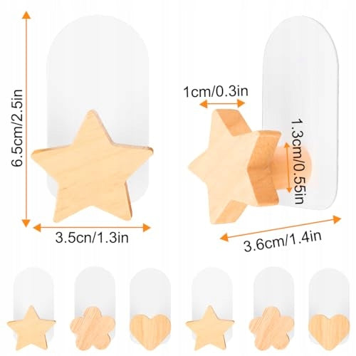 ADHESIVE HANGERS FOR CHILDREN WOODEN WALL HOOKS 6 PCS Manufacturer code Bez marki