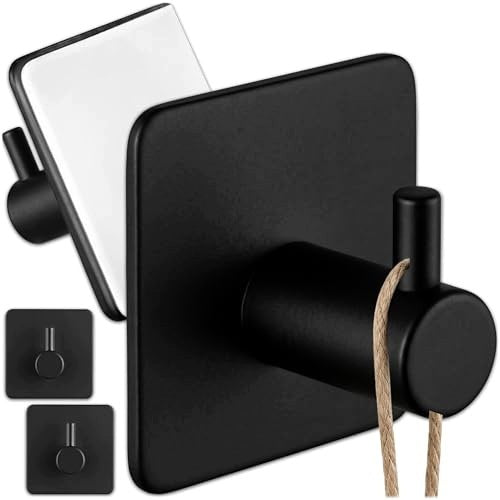 ADHESIVE HOOKS BLACK MINIMALIST FOR BATHROOM WITHOUT DRILLING 4 Brand no brand