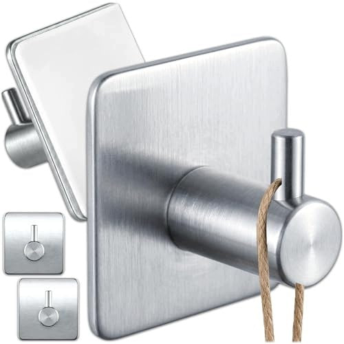 ADHESIVE HOOKS SILVER MINIMALIST FOR BATHROOM SET OF 4 Brand no brand