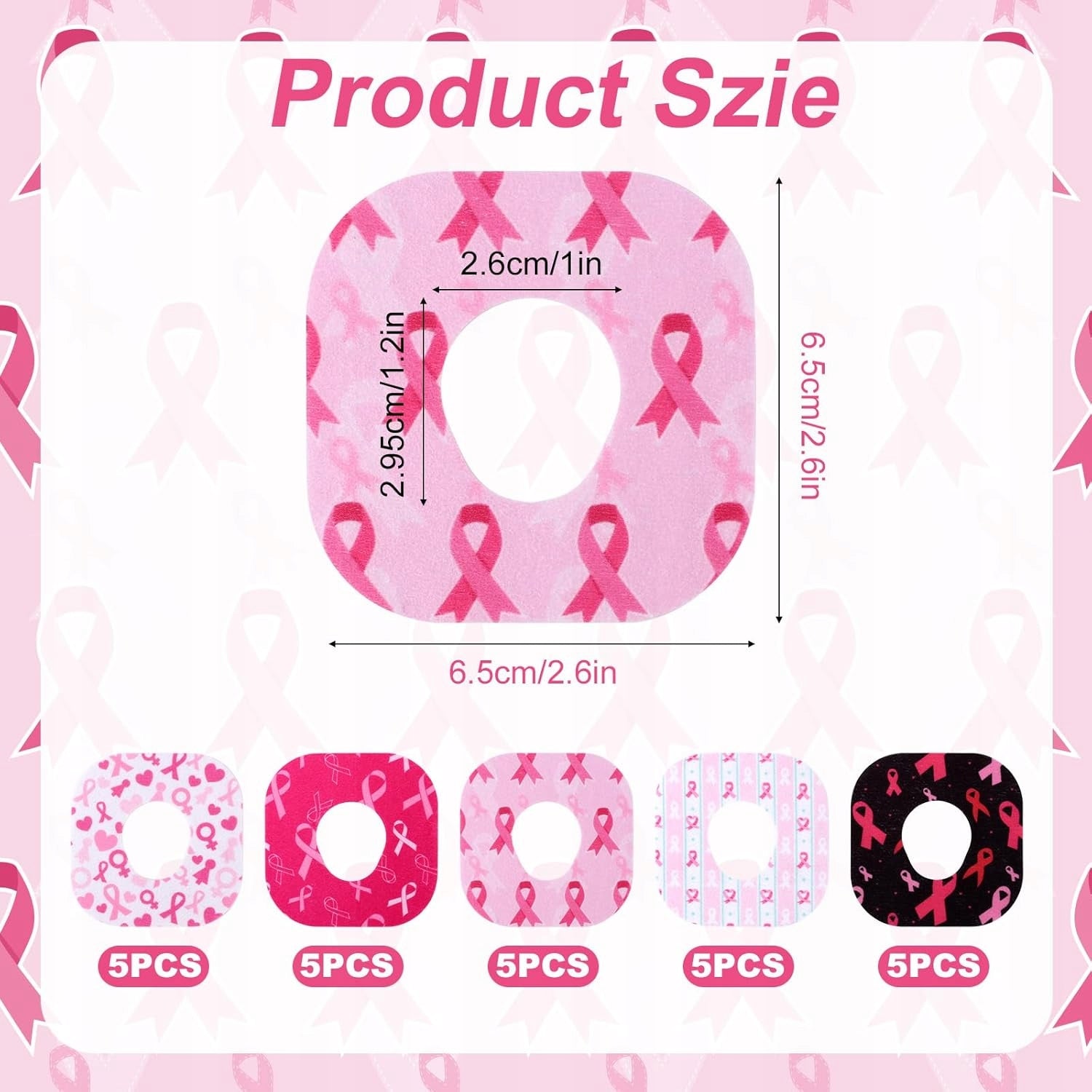 ADHESIVE PATCHES FOR DEXCOM G7 25PCS WATERPROOF PINK RIBBONS Medical device no