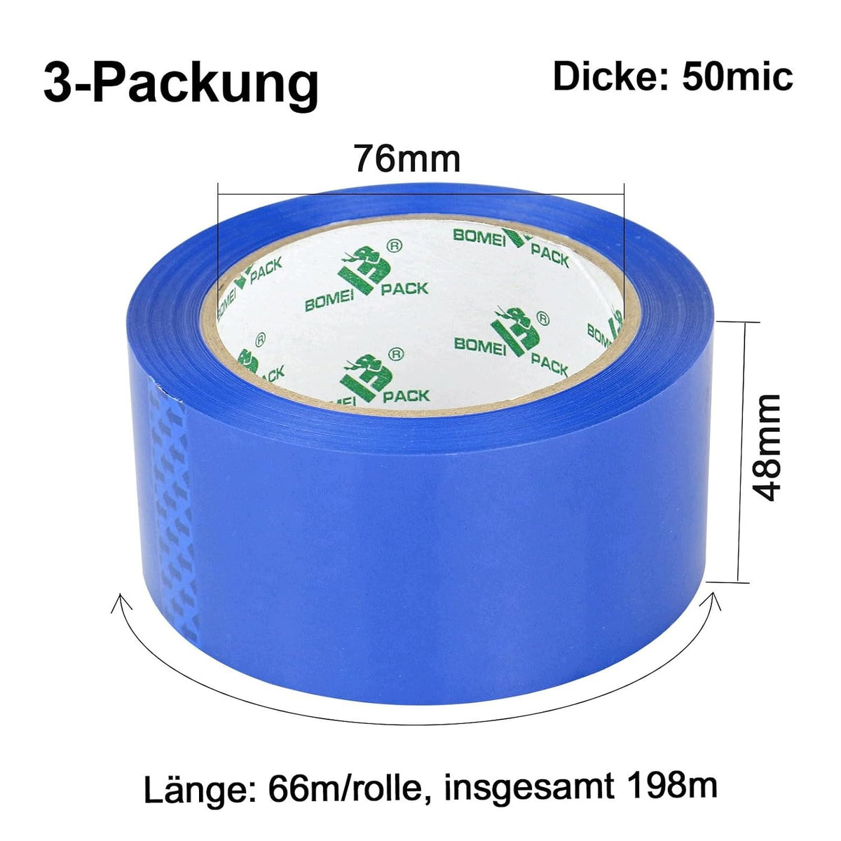 ADHESIVE TAPE BLUE 48MM X 66M PACKING CARTON SET OF 3 Brand AC