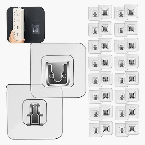 ADHESIVE WALL HOOKS WITHOUT DRILLING TRANSPARENT 16 PAIRS METAL