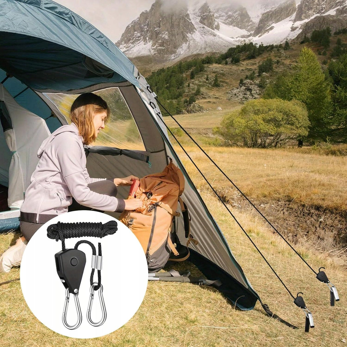 ADJUSTABLE 4 TENSION CABLES TENSIONER FOR TENT POTS 2 M HANGER Manufacturer code NAPINACZ LINOWY