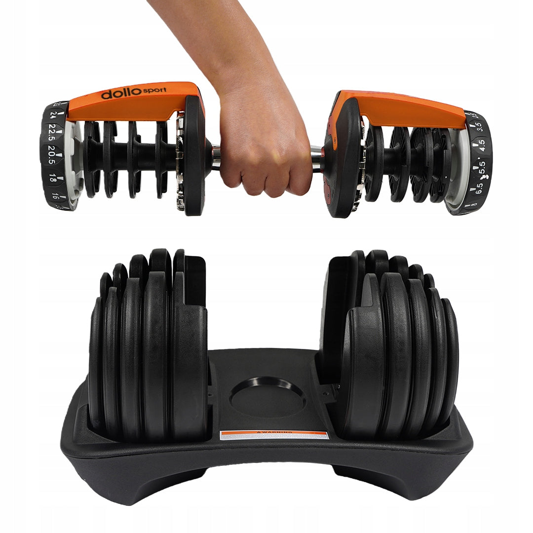 ADJUSTABLE CAST IRON DUMBBELLS WITH STAND RUBBERIZED LOAD 24 KG Kind cast iron