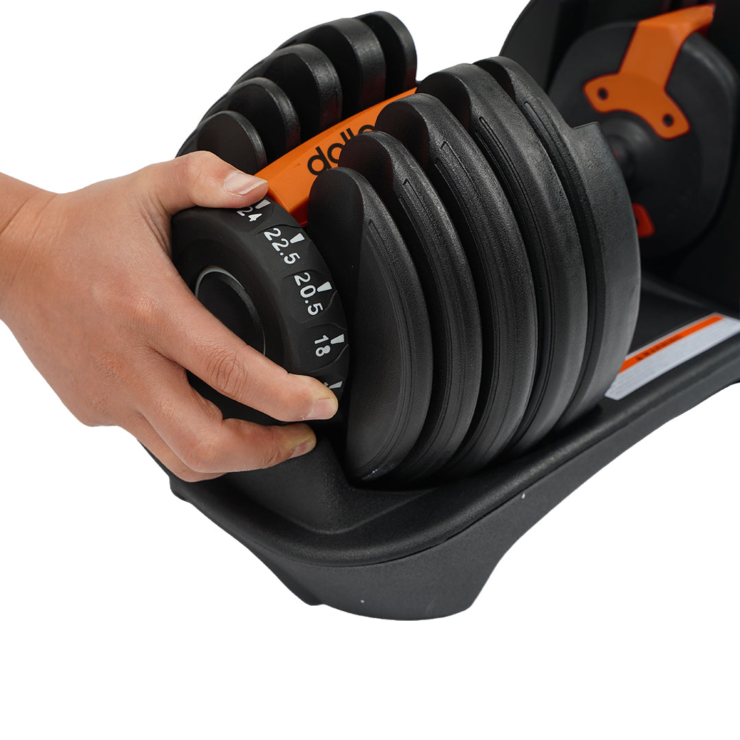ADJUSTABLE CAST IRON DUMBBELLS WITH STAND RUBBERIZED LOAD 24 KG Packaging status original