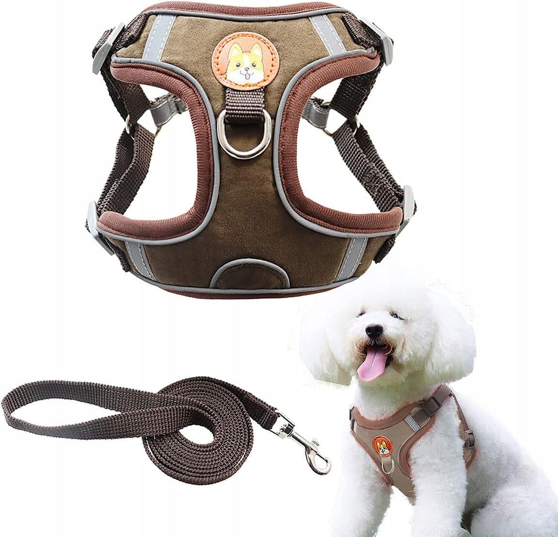 ADJUSTABLE DOG HARNESS INCLUDED WITH LEASH SIZE M TWO CONNECTIONS Manufacturer code GRTYFERT45