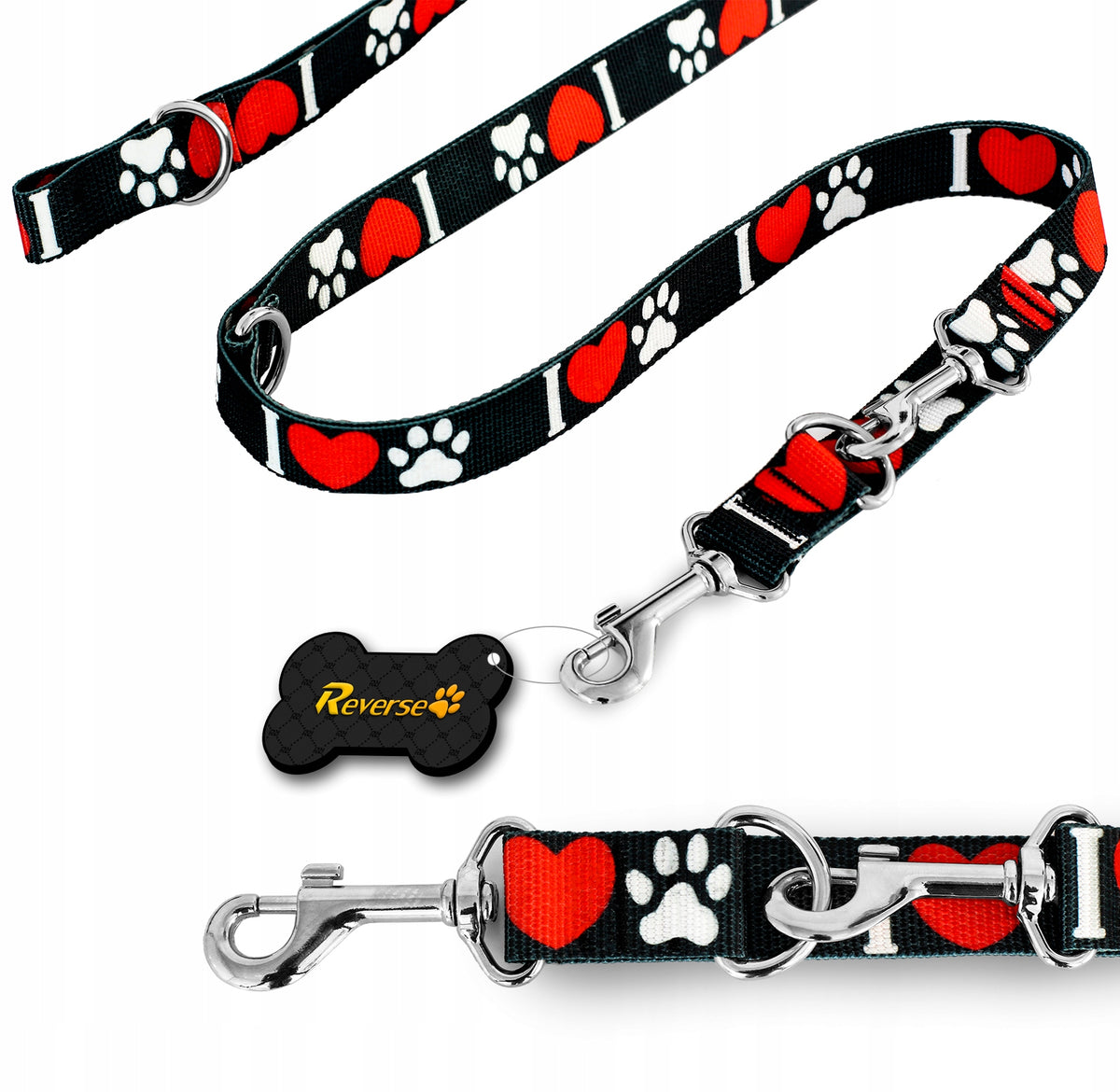 ADJUSTABLE DOG LEASH WITH PATTERNS, 3.2 m Brand Reverse