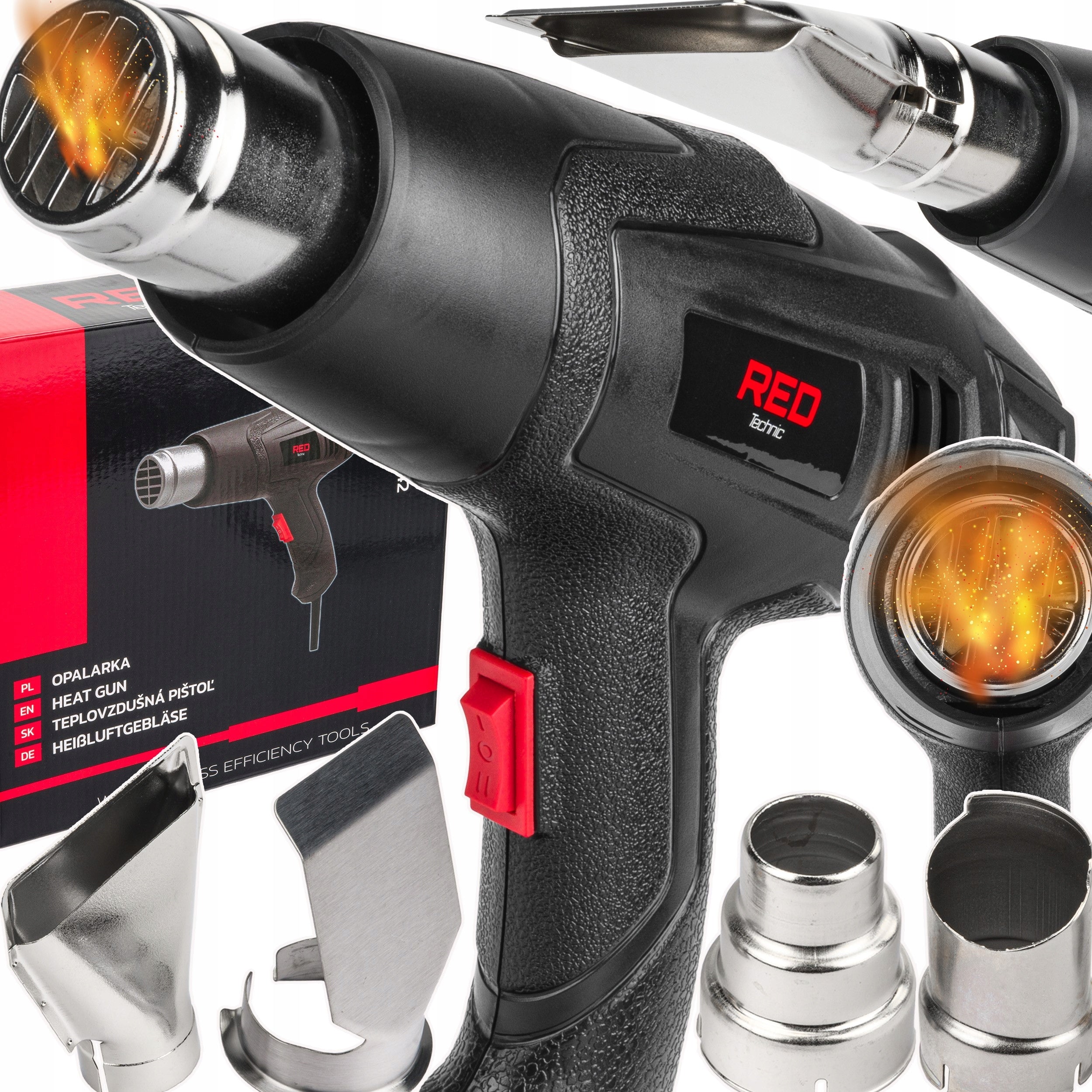 ADJUSTABLE ELECTRIC HEAT GUN 2 GEARS +4 NOZZLES POWERFUL 600C 2000W 350/600C