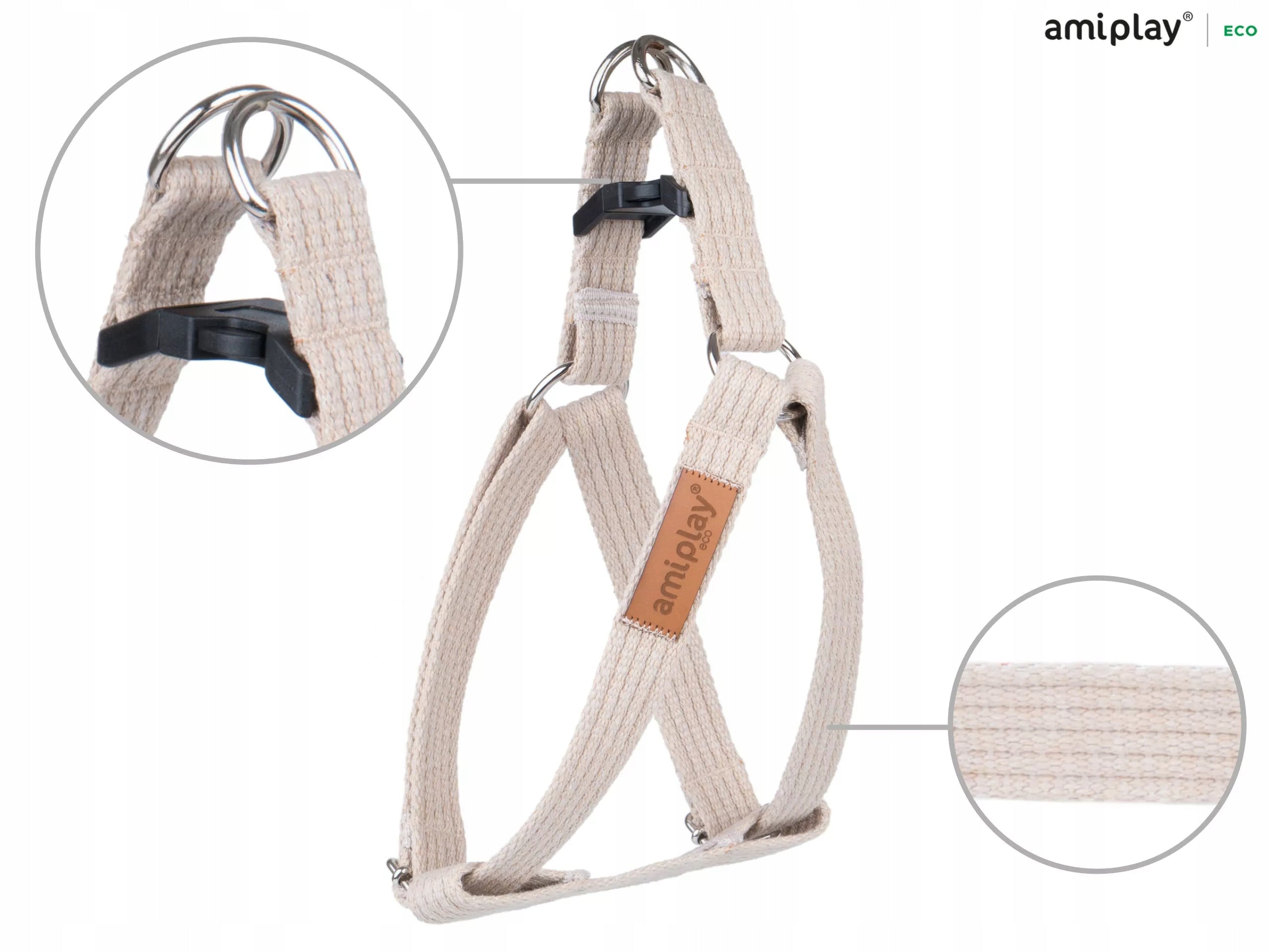 ADJUSTABLE HARNESS AMIPLAY COTTON S BEIGE FOR DOG EAN (GTIN) 5907563223493