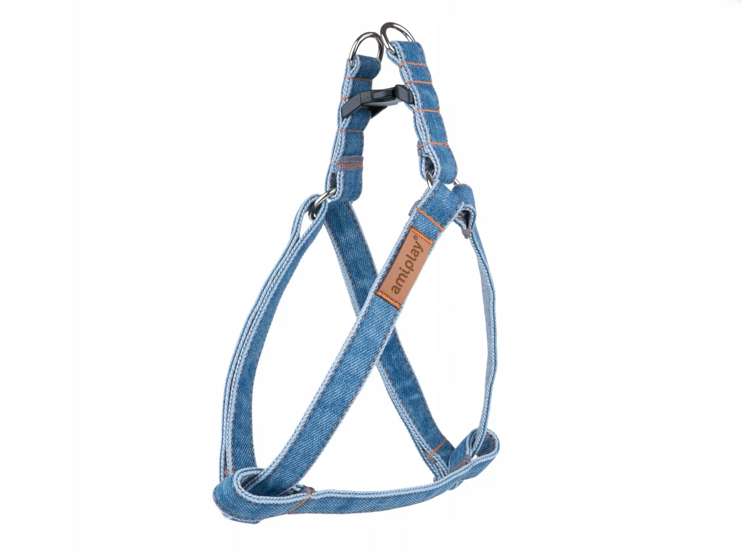 ADJUSTABLE HARNESS AMIPLAY DENIM L BLUE FOR DOG