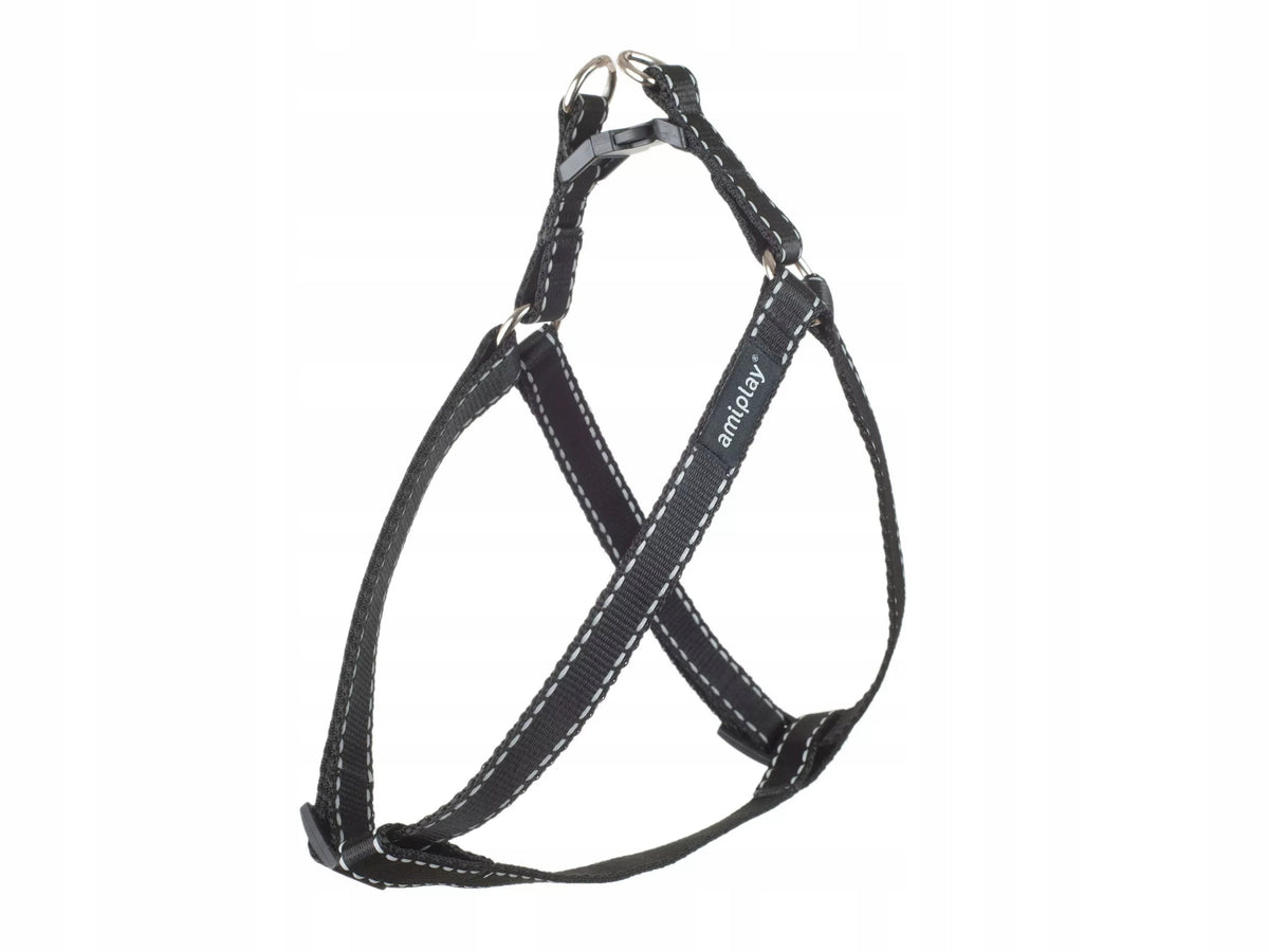 ADJUSTABLE HARNESS AMIPLAY REFLECTIVE L BLACK FOR DOG