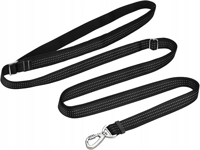 ADJUSTABLE LEASH 1-1,8m FOR MEDIUM AND LARGE DOG REFLECTIVE BLACK