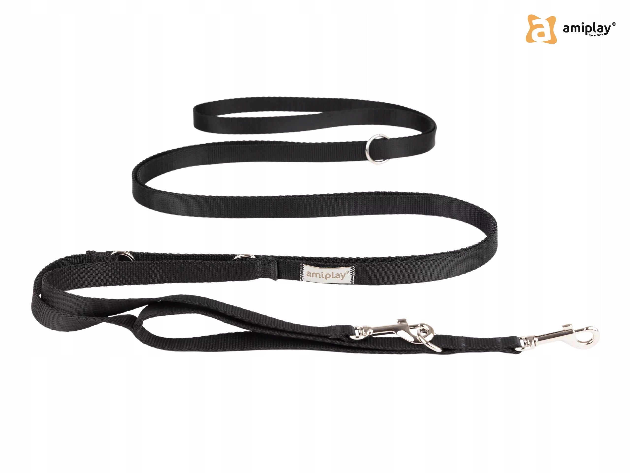 ADJUSTABLE LEASH 8in1 SAMBA ros. S 200-400 x 1,5cm COLOR BLACK AMIPLAY