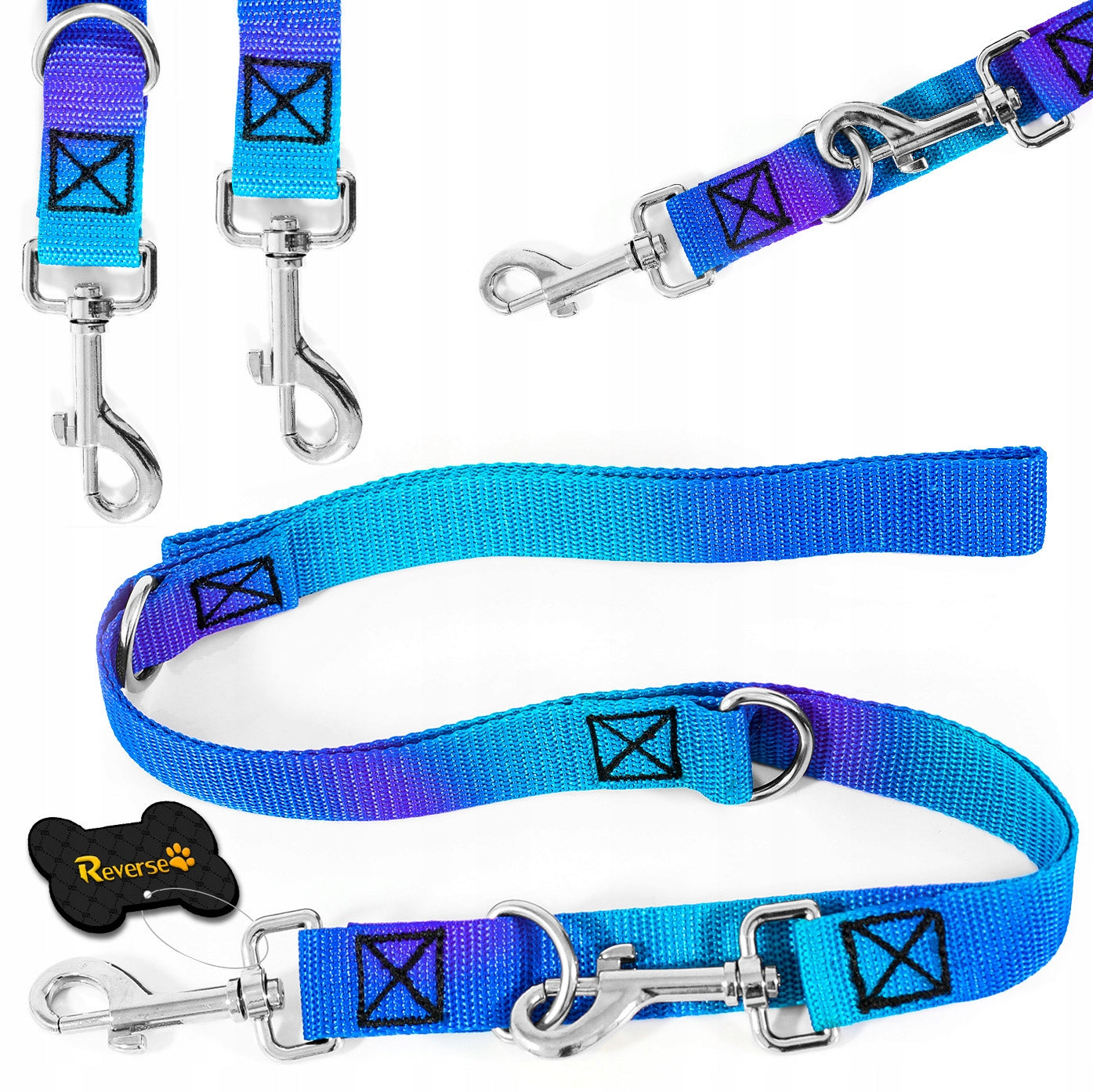 ADJUSTABLE LEASH FOR DOG CLIP-ON TRAINING STRONG IN PATTERNS 25mm 5m Trade name Smycz regulowana dla psa Reverse dł. 5 m