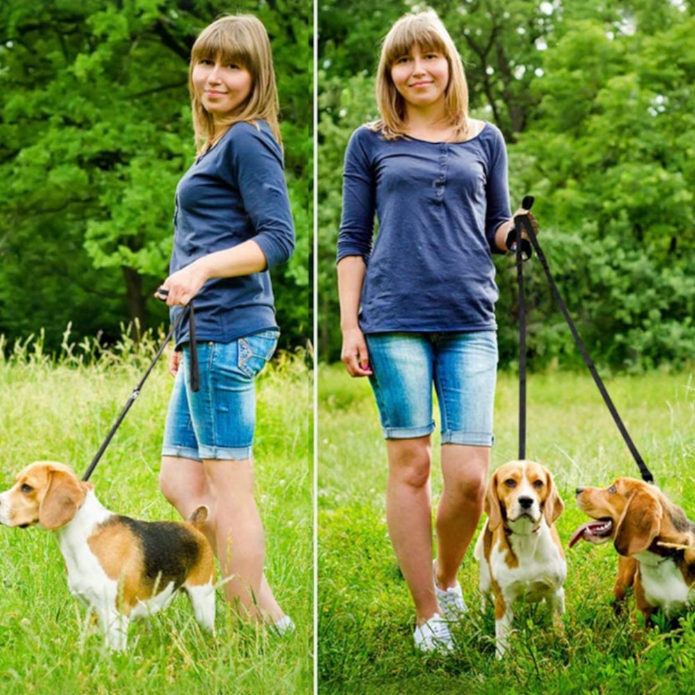 ADJUSTABLE LEASH FOR DOG WALKING RUNNING 5M DOUBLE STRONG Color black