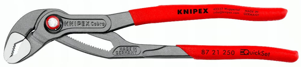 ADJUSTABLE PIPE PLIERS COBRA QUICKSET 250MM, 87 21 250 KNIPEX Kind adjustable pliers locking pliers